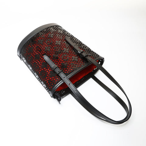 LOUIS VUITTON Monogram lace bucket PM Shoulder Bag black WS27513