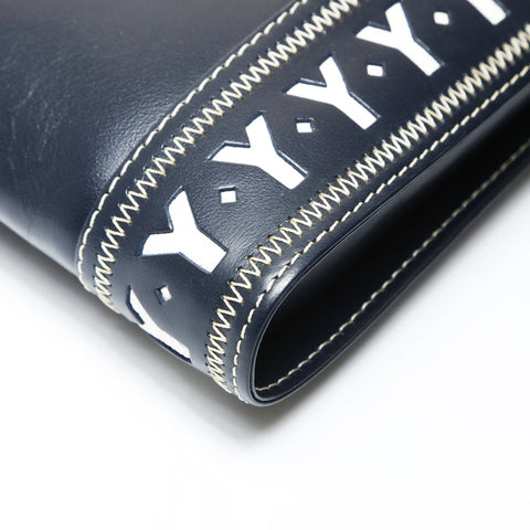 YVES SAINT LAURENT YSL Y-cut logo leather Shoulder Bag Navy WS27514