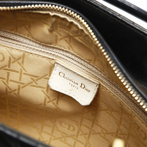 Christian Dior Cannage Lady Dior 2WAY Metal Gold Shoulder Bag black WS27524