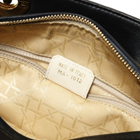 Christian Dior Cannage Lady Dior 2WAY Metal Gold Shoulder Bag black WS27524