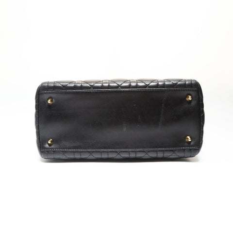 Christian Dior Cannage Lady Dior 2WAY Metal Gold Shoulder Bag black WS27524