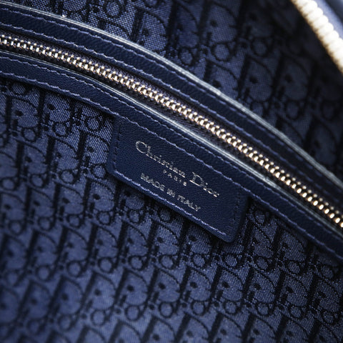 Christian Dior Cannage Lady Dior 2WAY Metal Silver Shoulder Bag Navy WS27525