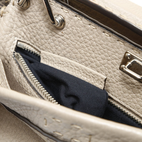 FENDI Leder Peekaboo 2way Selleria Banana Umhängetasche grau WS27529