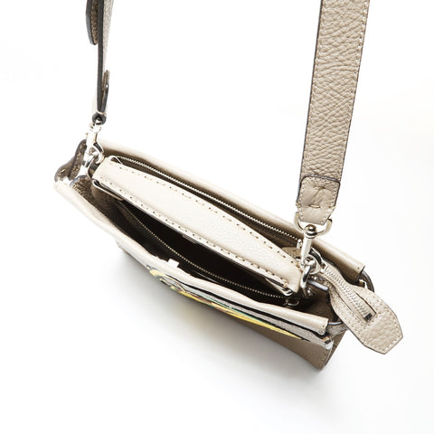 FENDI Leder Peekaboo 2way Selleria Banana Umhängetasche grau WS27529