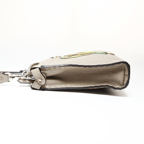 FENDI Leder Peekaboo 2way Selleria Banana Umhängetasche grau WS27529