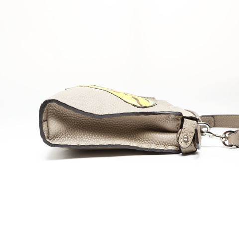 FENDI Leder Peekaboo 2way Selleria Banana Umhängetasche grau WS27529