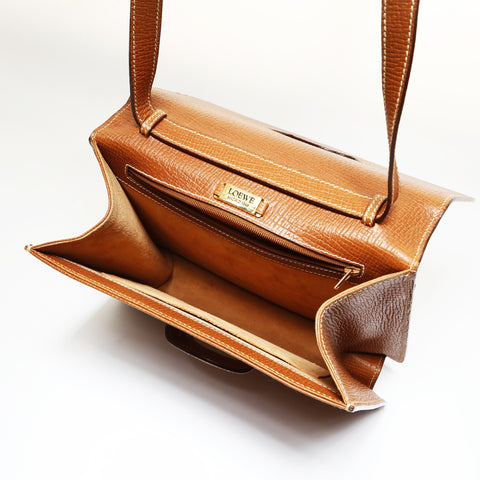 LOEWE Barcelona Leather 2way Shoulder Bag Brown WS27536