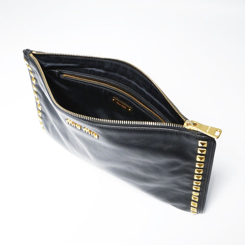 Miu Miu Studded leather Clutch bag black WS27537