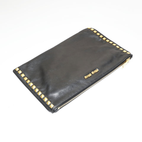 Miu Miu Studded leather Clutch bag black WS27537