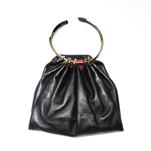 VALENTINO Leather ring handle Handbag black WS27538