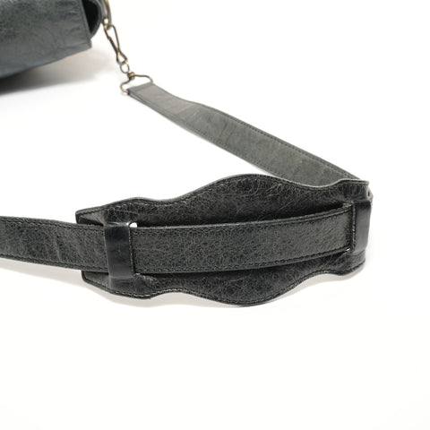 BALENCIAGA Folk Leather Shoulder Bag gray WS27562