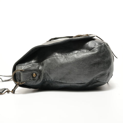 BALENCIAGA Folk Leather Shoulder Bag gray WS27562
