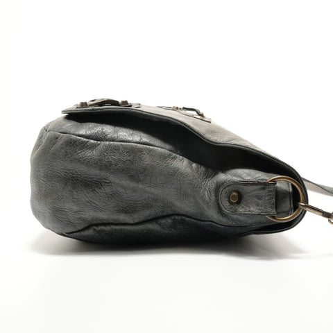 BALENCIAGA Folk Leather Shoulder Bag gray WS27562