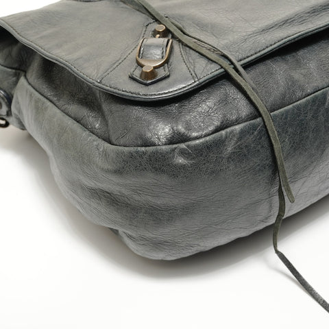 BALENCIAGA Folk Leather Shoulder Bag gray WS27562