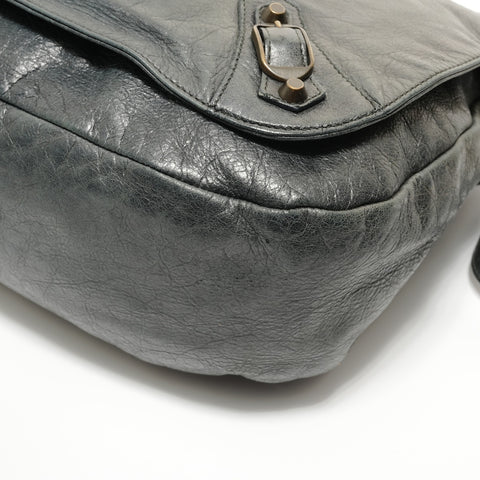 BALENCIAGA Folk Leather Shoulder Bag gray WS27562