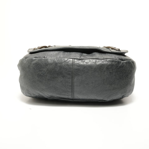 BALENCIAGA Folk Leather Shoulder Bag gray WS27562