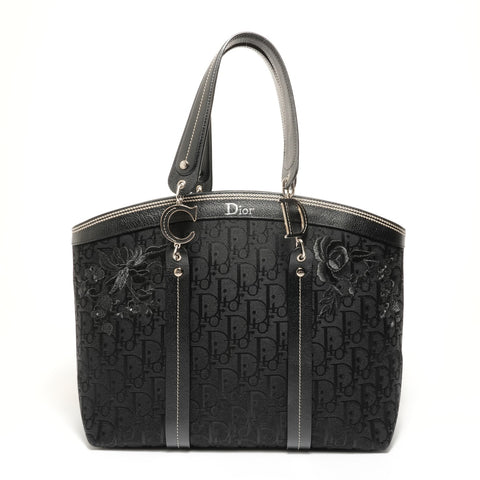 Christian Dior Flower Trotter Canvas Handbag black WS27564
