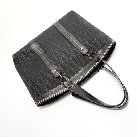 Christian Dior Flower Trotter Canvas Handbag black WS27564