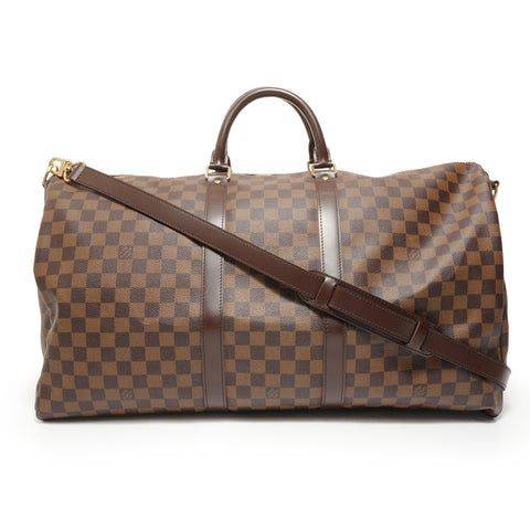 LOUIS VUITTON Damier Keepall Bandoulire, made in 2007. Boston bag Brown WS27570