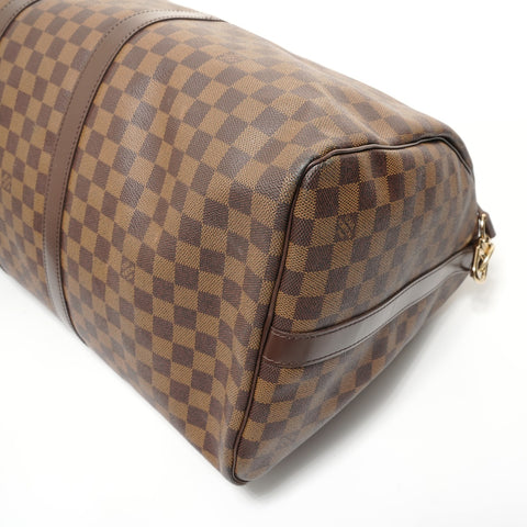 LOUIS VUITTON Damier Keepall Bandoulire, made in 2007. Boston bag Brown WS27570