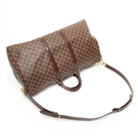 LOUIS VUITTON Damier Keepall Bandoulire, made in 2007. Boston bag Brown WS27570