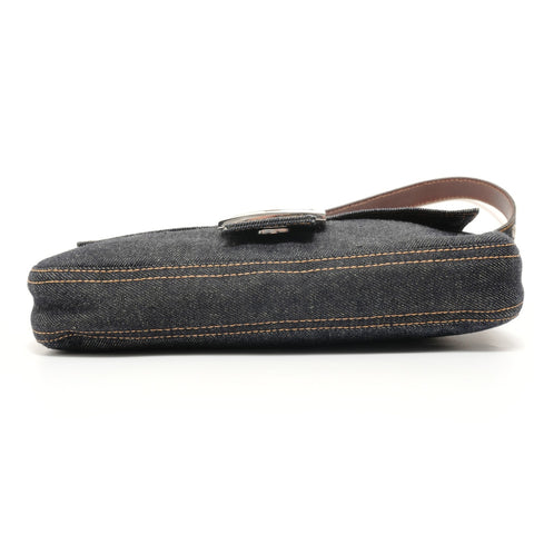 FENDI Mamma Bucket Denim SilverMetal Shoulder Bag Navy WS27572