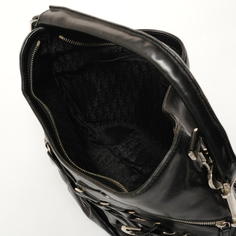 Christian Dior Galliano Leather One Belt Shoulder Bag black WS27576