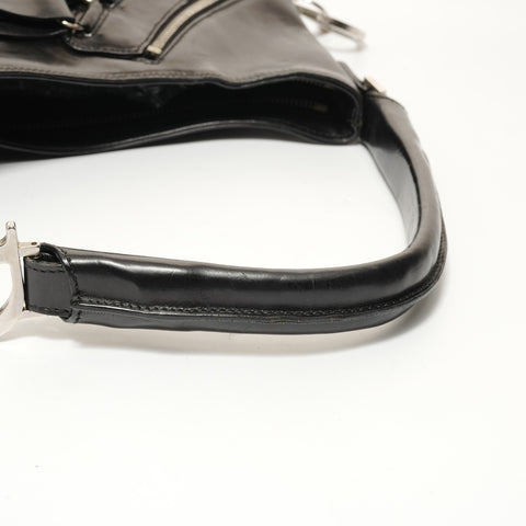 Christian Dior Galliano Leather One Belt Shoulder Bag black WS27576