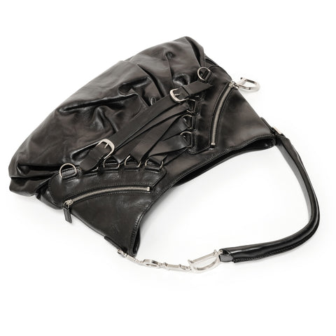 Christian Dior Galliano Leather One Belt Shoulder Bag black WS27576