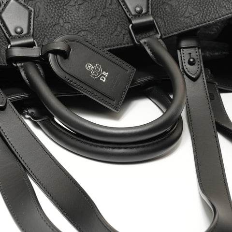 LOUIS VUITTON Monogram Taurillon Clemence Sac Plat 24H Handbag black WS27577