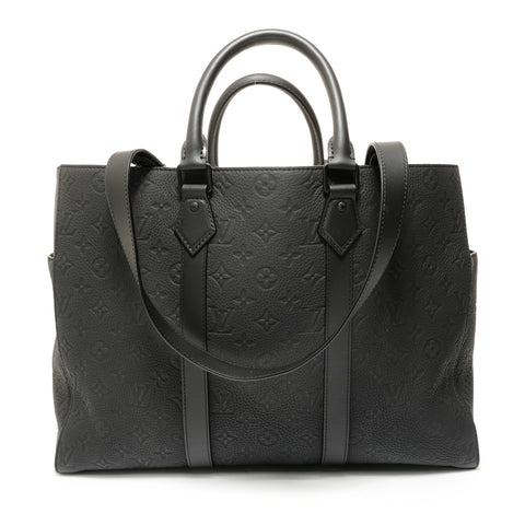 LOUIS VUITTON Monogram Taurillon Clemence Sac Plat 24H Handbag black WS27577
