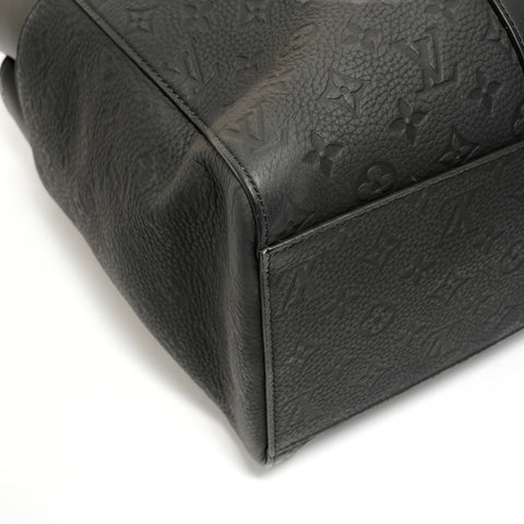 LOUIS VUITTON Monogram Taurillon Clemence Sac Plat 24H Handbag black WS27577