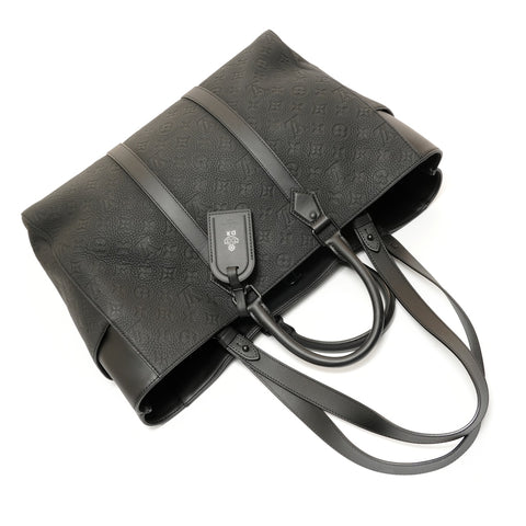 LOUIS VUITTON Monogram Taurillon Clemence Sac Plat 24H Handbag black WS27577