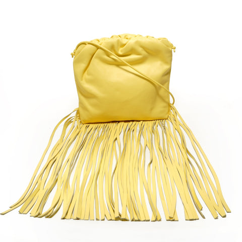 BOTTEGAVENETA The Fringe Pouch Leather Shoulder Bag yellow WS27578