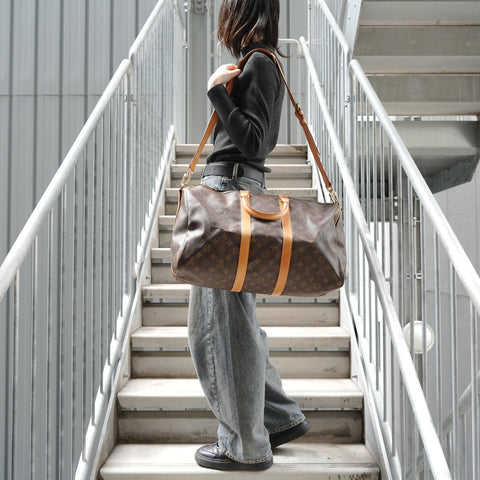 LOUIS VUITTON Monogram Keepall Bandoulire 45, made in 1991 Boston bag Brown WS27579