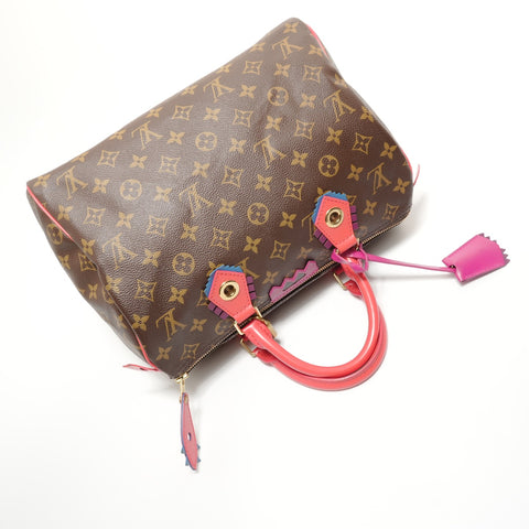 LOUIS VUITTON Monogram Totem Flamingo Speedy 30, 2015 model. Handbag Brown WS27591