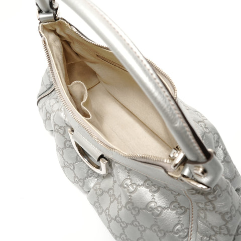 GUCCI GG Shima Abby Hobo Shoulder Bag Silver WS27594