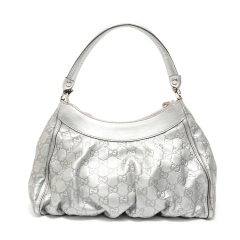 GUCCI GG Shima Abby Hobo Shoulder Bag Silver WS27594