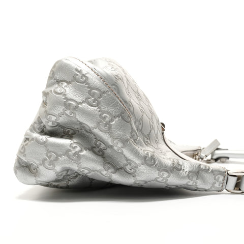 GUCCI GG Shima Abby Hobo Shoulder Bag Silver WS27594