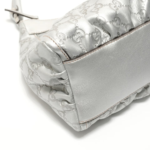 GUCCI GG Shima Abby Hobo Shoulder Bag Silver WS27594