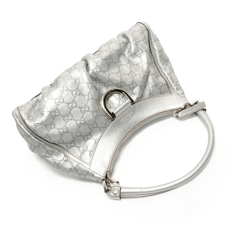 GUCCI GG Shima Abby Hobo Shoulder Bag Silver WS27594