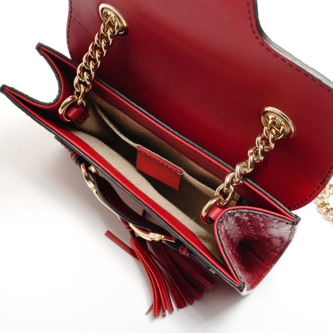 GUCCI Micro GG Shima Chain Emily Shoulder Bag Red WS27599