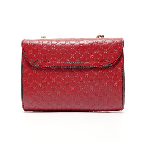 GUCCI Micro GG Shima Chain Emily Shoulder Bag Red WS27599