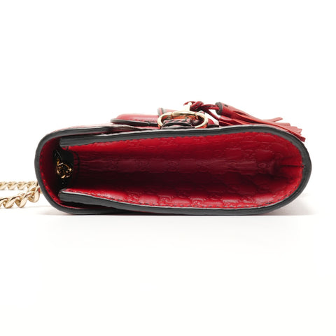 GUCCI Micro GG Shima Chain Emily Shoulder Bag Red WS27599