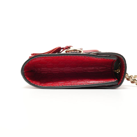 GUCCI Micro GG Shima Chain Emily Shoulder Bag Red WS27599