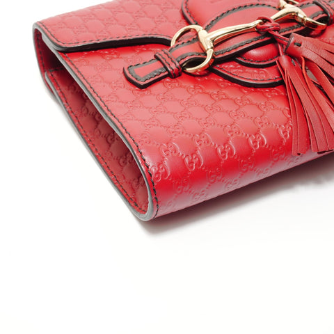 GUCCI Micro GG Shima Chain Emily Shoulder Bag Red WS27599