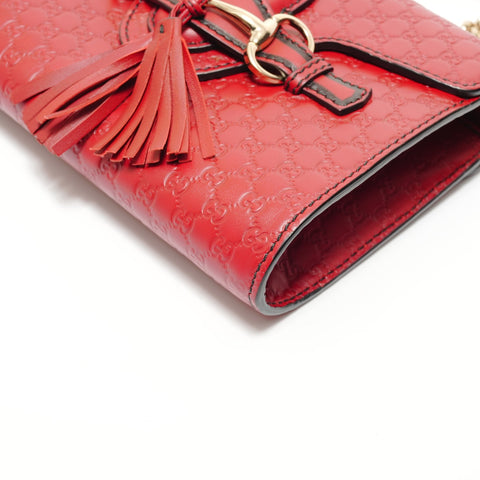 GUCCI Micro GG Shima Chain Emily Shoulder Bag Red WS27599