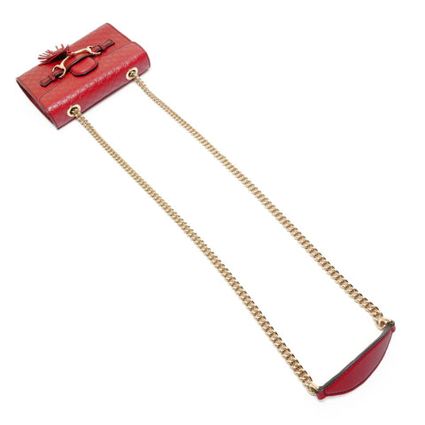 GUCCI Micro GG Shima Chain Emily Shoulder Bag Red WS27599