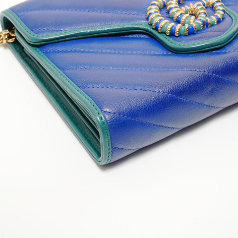 GUCCI GG Marmont Chain Shoulder Bag blue WS27601