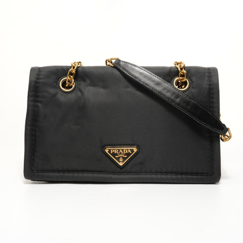 PRADA Nylon Chain Shoulder Bag black WS27602
